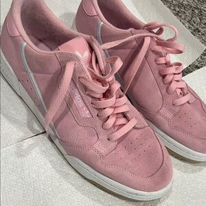 Adidas Women's Pink and White Sneakers
